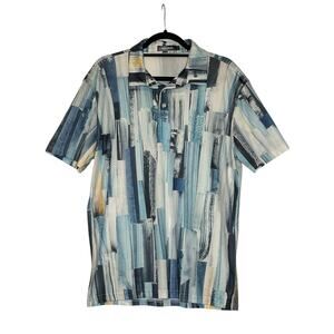 SportBull blue stripe short sleeves golf shirt size large